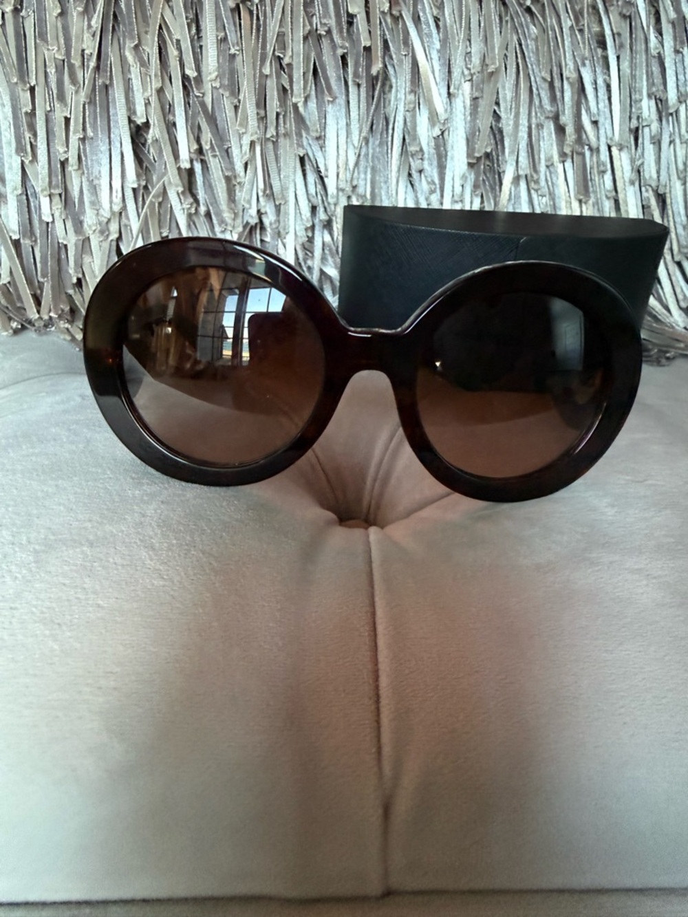PRADA OVERSIZED ROUND TORTOISE SUNGLASSES - Picture 1 of 9